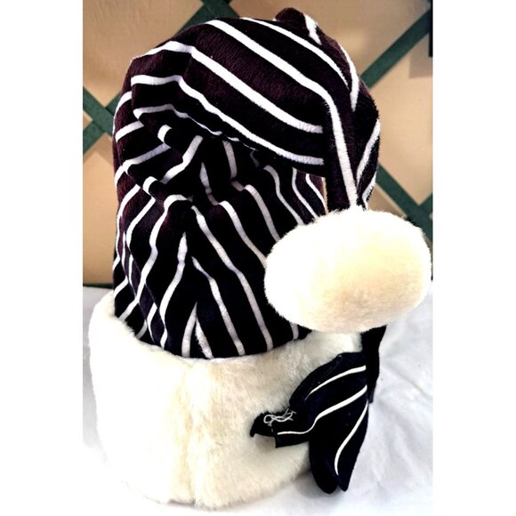 Disney Nightmare Before Christmas Jack Skellington Black White Stripe Santa Hat - Picture 5 of 8